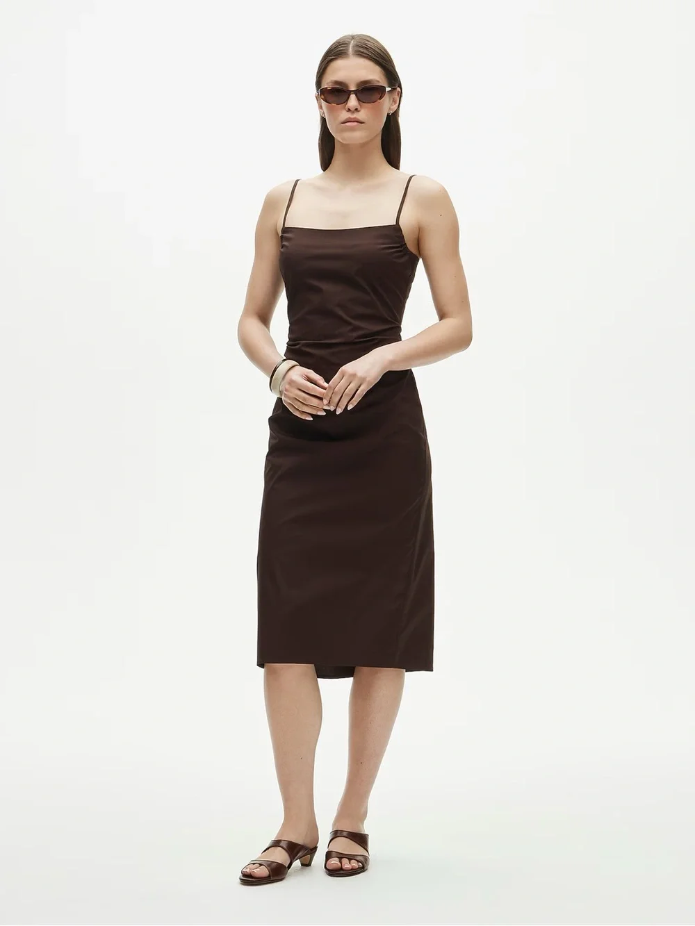 J. Crew Chocolate Brown Spaghetti-Strap Midi Dress